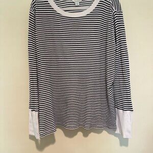 Sundance Elemental Joyful Long Sleeve Black and White Thermal Top, Size XXL